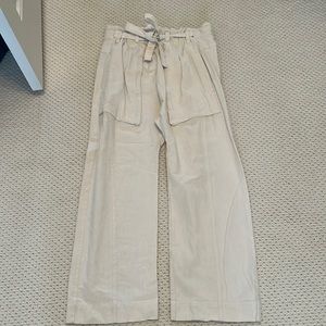 Free people ivory cotton linen wide leg pants size S